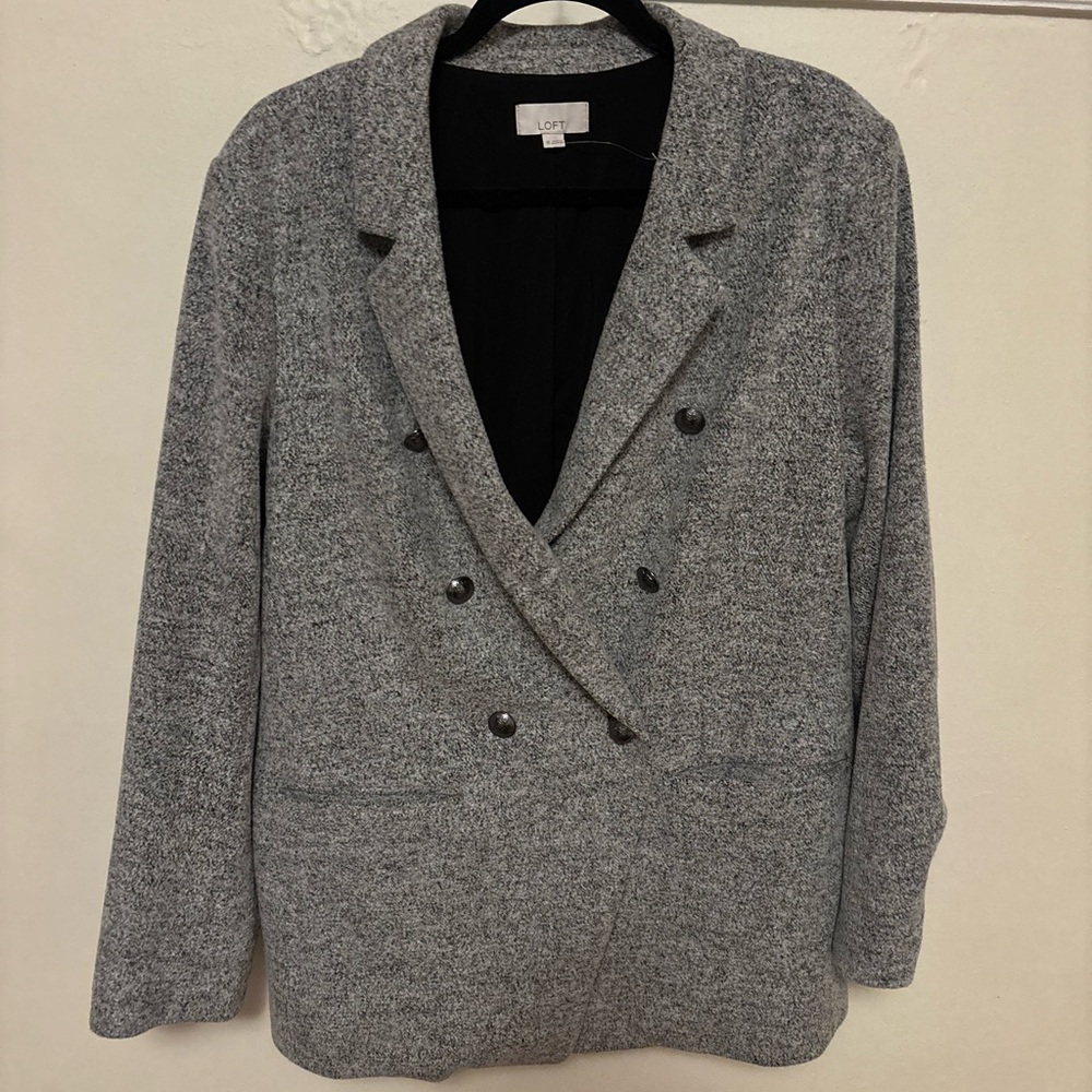 LOFT Women's Charcoal Double-Breasted Blazer